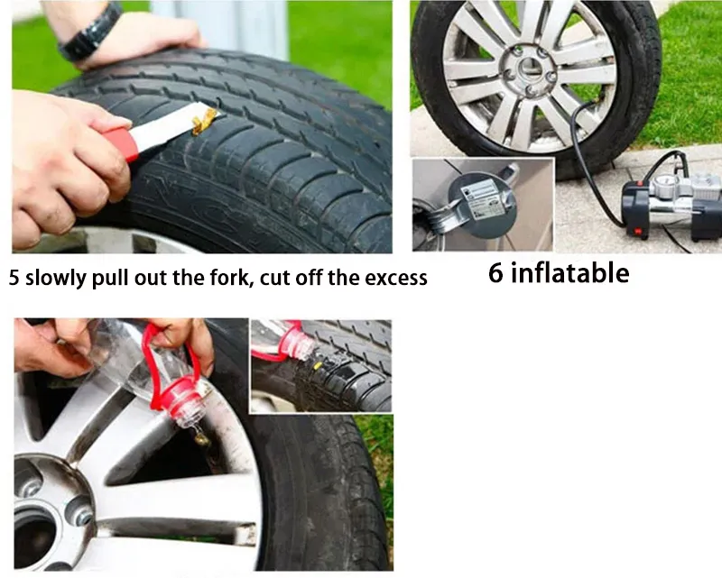 Bil Tubeless Däck Reparation Kit Rasp Needle Patch Fix Verktyg för bilar Motorcyklar Lastbilar ATVS RVS Cyklar