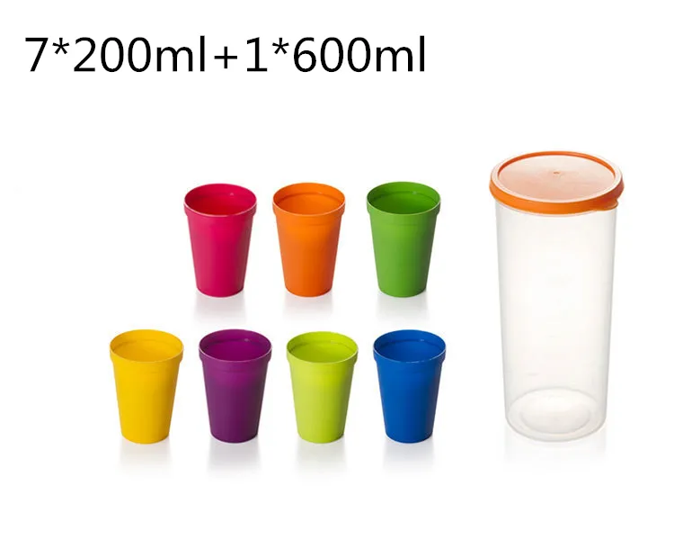 En ucuz 8pcs plastik geniş ağız bardak içme bardağı kullanışlı fincan renkli gökkuşağı seyahat taşınabilir açık piknik