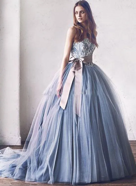 New Puffy Dusty Blue Quinceanera Dresses Sweetheart Appliques Ball Gown ...