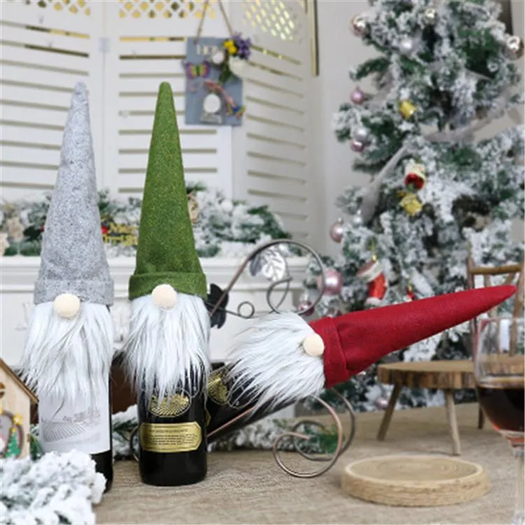 Christmas Faceless Doll Wine Bottle Case Nordic Land God Santa Claus Champagne Bottle Cover New Year Decoration