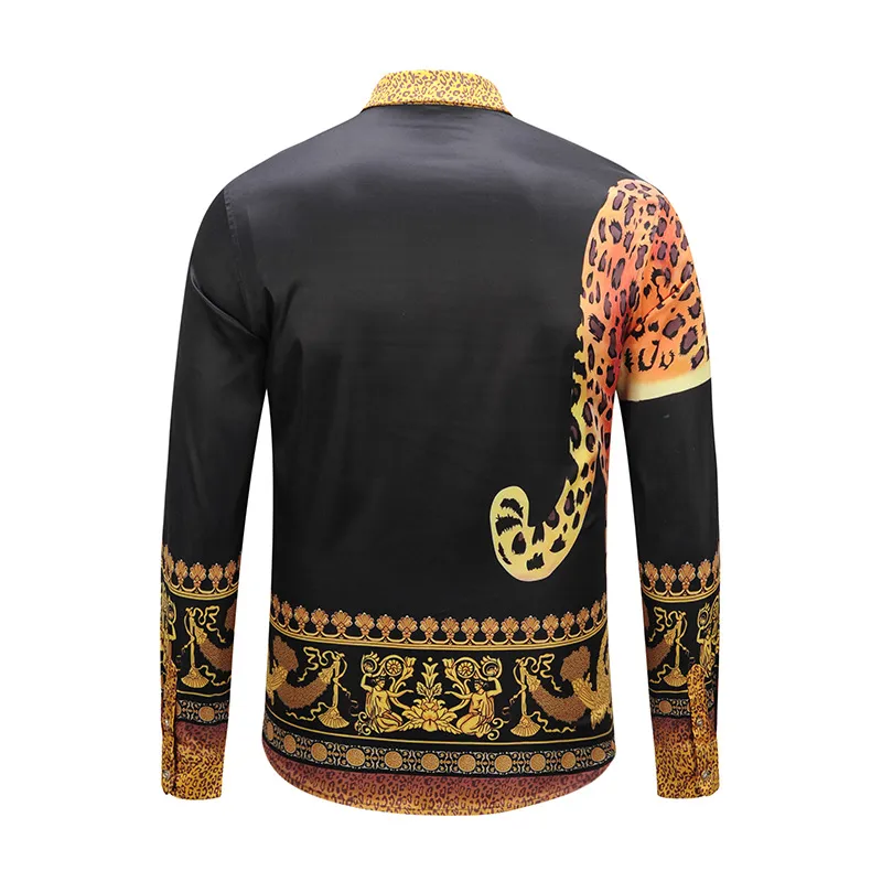 Camicia moda leopardata 3D stampa animalier uomo streetwear camicia casual uomo manica lunga bottone sociale maschio Camisa Masculina292Z