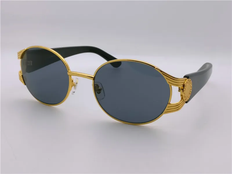 Lyx- Retro design solglasögon rund metall ihålig ram toppkvalitet utomhusglasögon anti-UV lins med originalkartong VE 2134