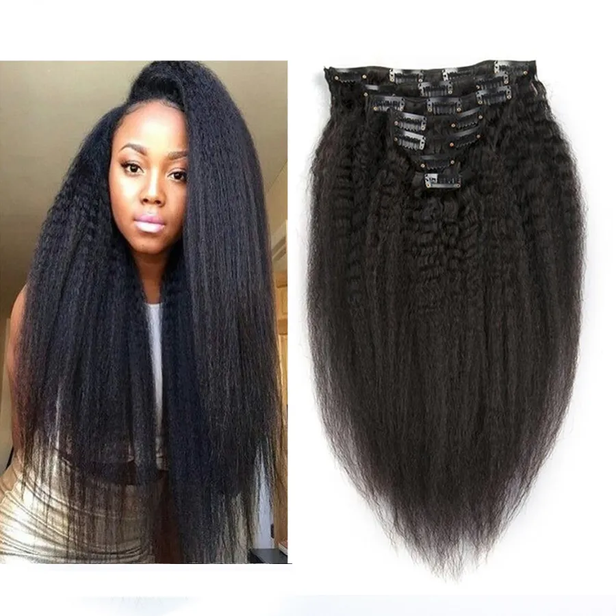 Thick Full Head 70g 100g 120 7pcs set Virgin Remy Clip In Human Hair Extensions Black Unprocessed Yaki Peruvian Indian Malaysian Hair 14-28"