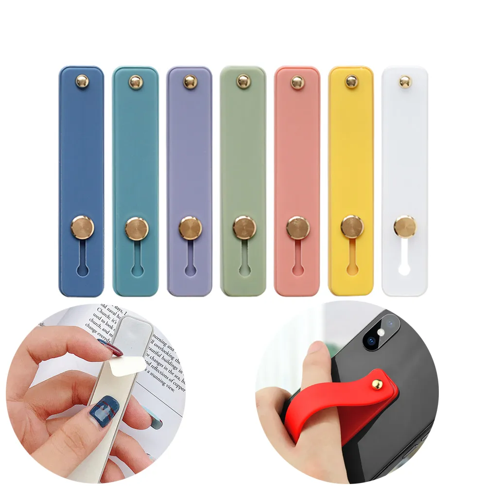 Bonbons Couleur Doigt Anneau Titulaire De Silicium Téléphone Main Bande Titulaire Pour iPhone 14 13 Bracelet Sangle Push Pull Grip Stand Support En Gros