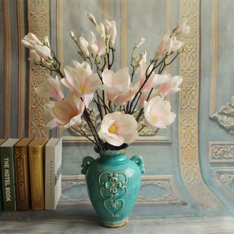 1 branche fleur de magnolia de style européen décoration de la maison fleur artificielle