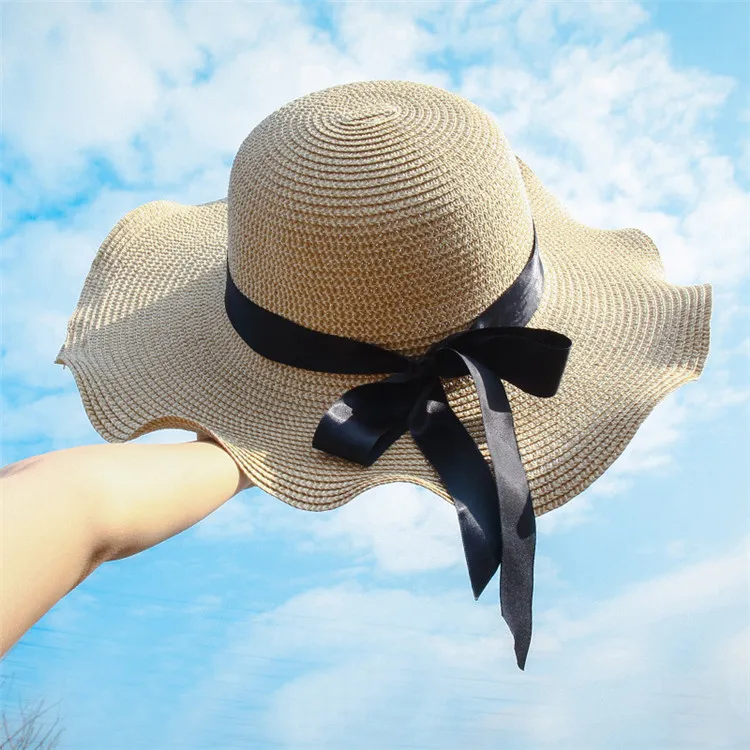 Lady beach straw hats Sun Hat Women Wide Brim Straw Hats Outdoor Sunscreen Hats Church flower knight cap 100pcs T1I1851