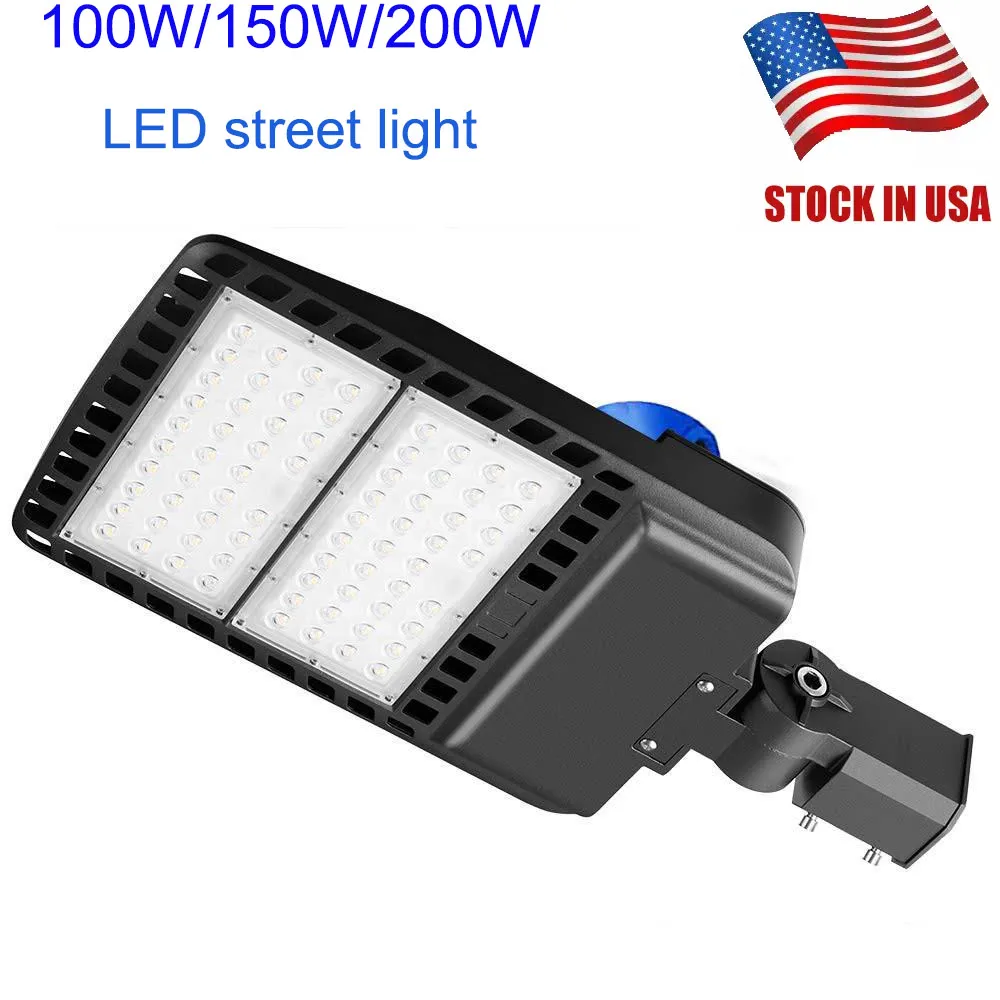 LED Shoebox Parking Lot Lights 100W 150W 200W IP66 Waterproof Outdoor Street Pole Lights with free Photocell sensor auto on off