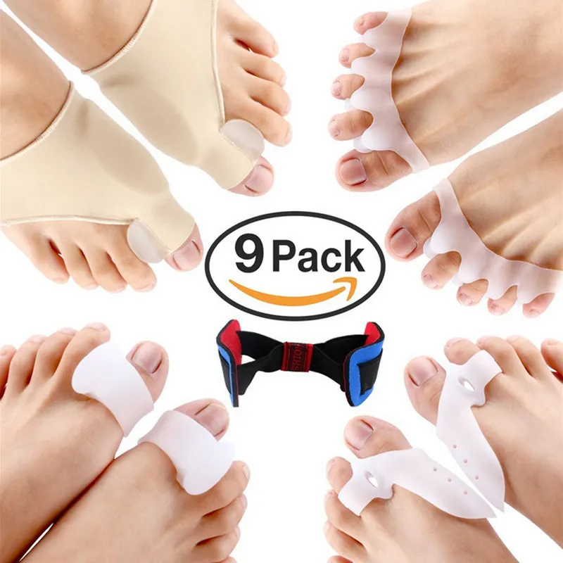 Bunion Corrector Protector Sleeves Kit Foot Behandling för botemedel Smärta i stora gemensamma skräddare Hallux Valgus Hammer Separators Spacers