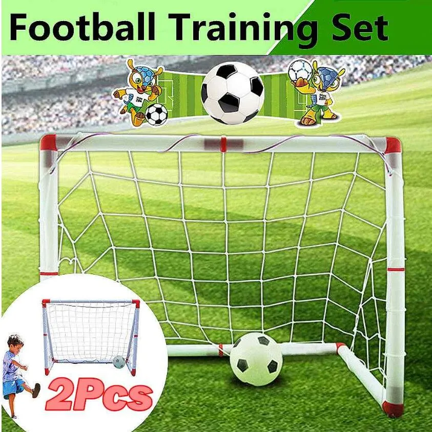 1pcs 126x45x71cm Kids Mini Football Gate Mål Post Net Ball Pump Fotbollsdörr Utomhus ABS Sport Match Training Toy