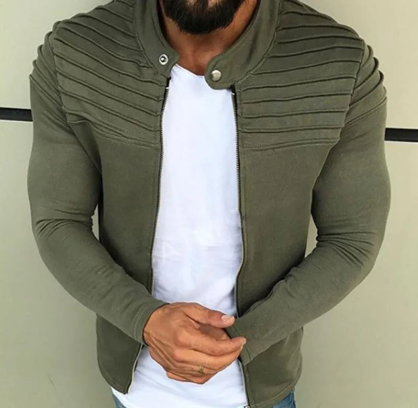 Men s Solid Color Jacket Fashion Casual Jacket Striped Pleated Paneled Cardigan Sweater Plush mens designer Jacket