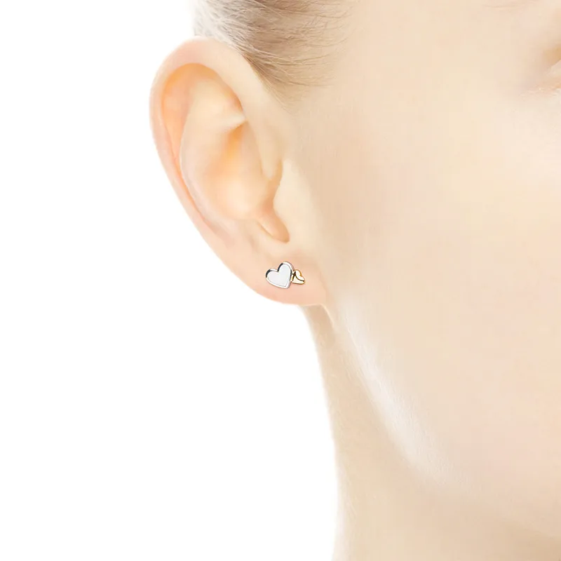 Orecchini A Cuore In Argento Sterling 925 Con Cristalli Bianchi – Borchie Romantiche