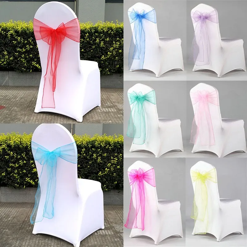 Organza Chair Sash Bow For Cover Banquet Wedding Party Event Chrismas Decoration Sheer Organza Fabric Chair Covers Sashes 18*275cm XD19884