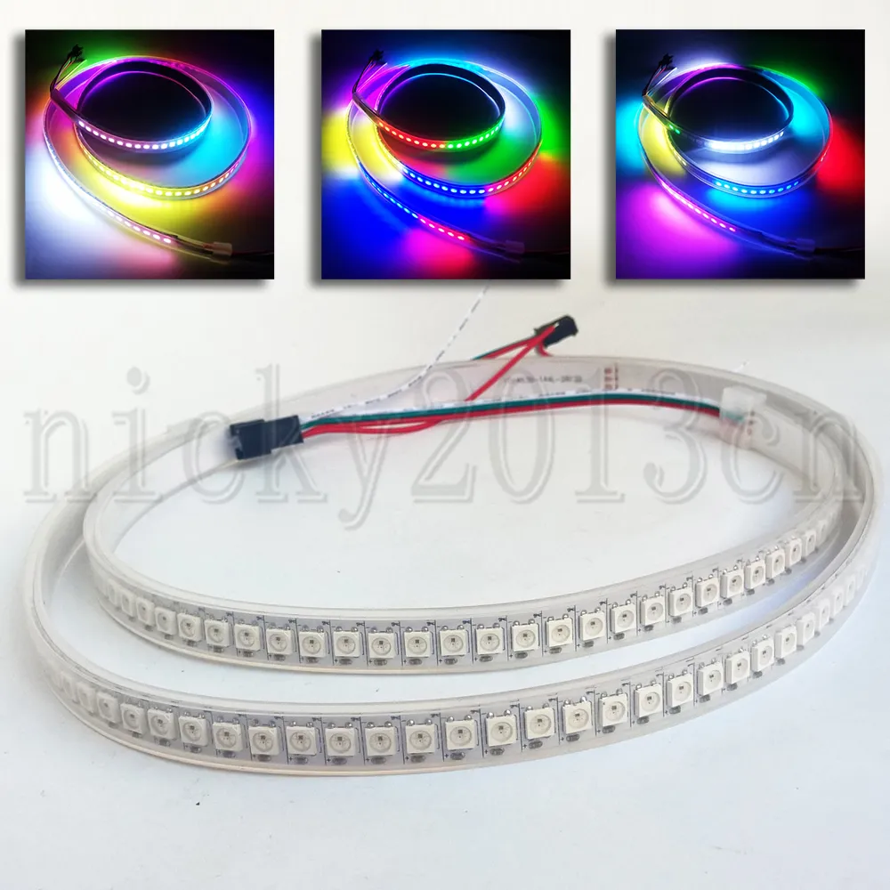 5 V WS2812B 5050 RGB LED Pixel elastyczny Strip Light 1M 144leds Indywidualny Odpowiedni Dream Magic Color Zmiana Chasing IP67 Tube Wodoodporne Digital