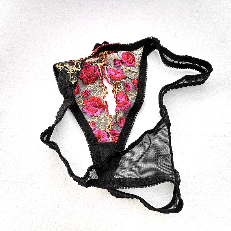 Set di biancheria da donna Reggiseno aperto esotico ricamato squisito Perizoma senza cavallo Intimo sexy Tentazione Reggiseno aperto costumi sexy