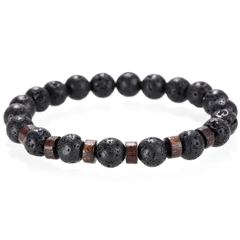 Bracelets à breloques Bracelet en pierre McIlroy/perles/lave/naturel/homme/mode/bracelets Bracelet Homme Accessoire en perles de bois_voghion.com