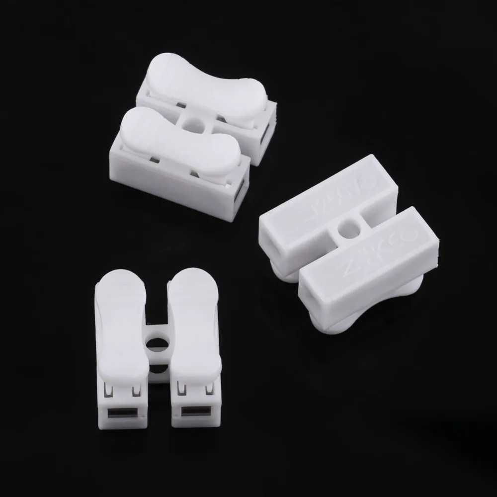 Freeshipping 1000pcs/Lot Cable Connector Spring Clamp Terminal 220V 10A Push Quick Wire Terminal Block 2 Pin Wiring Connectors Set