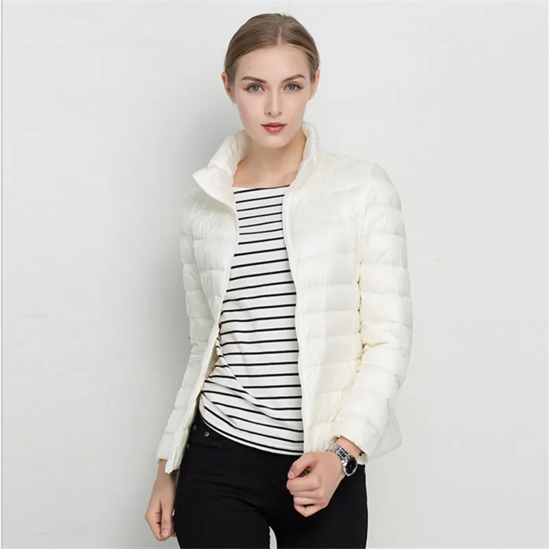 2019 Nowe Kobiety White Duck Down Kurtka Winter Płaszcz Ultra Light Slim Kobiety Spring Puffer Kurtka Przenośna Wiatroszczelna Płaszcz S-3XL