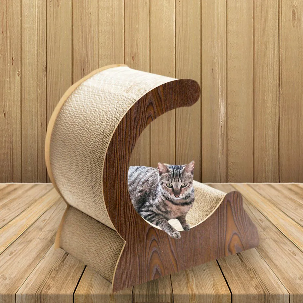 24-calowy zakrzywiony tekturowy kota łóżko z scratcher pad wkładka C kształt kota Lounge Draping Post