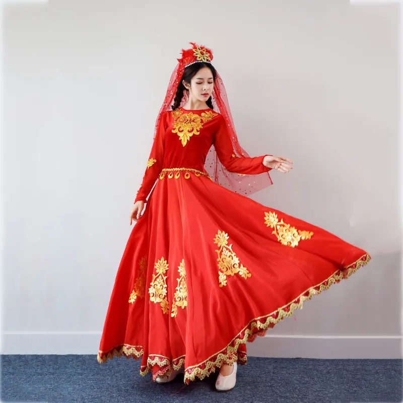 Elegant Red Dance Dress With Long Sleeves | DHgate