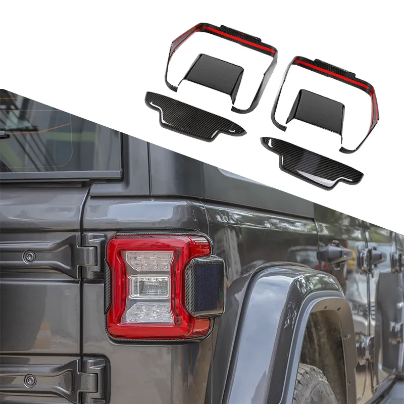 Fibra de Carbono ABS cauda Tampa Luz Traseira de decoração de patch Acessórios Para Jeep Wrangler JL 2018+ Auto Acessórios Interior