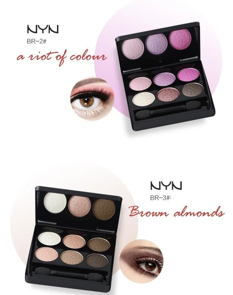 NYN Cosmetic SCHOOL Paleta Da Sombra Matte Sombra de Olho Mini estilo 6 Cores Sombra e maquiagem pincel