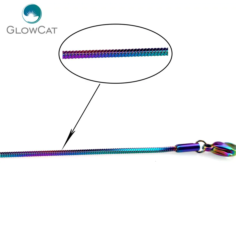 5pcs / lot Rainbow Colol Square Snake 1 4mm Chaînes En Acier Inoxydable Collier 18 '' 20 Lien Chaîne Bijoux Making280U