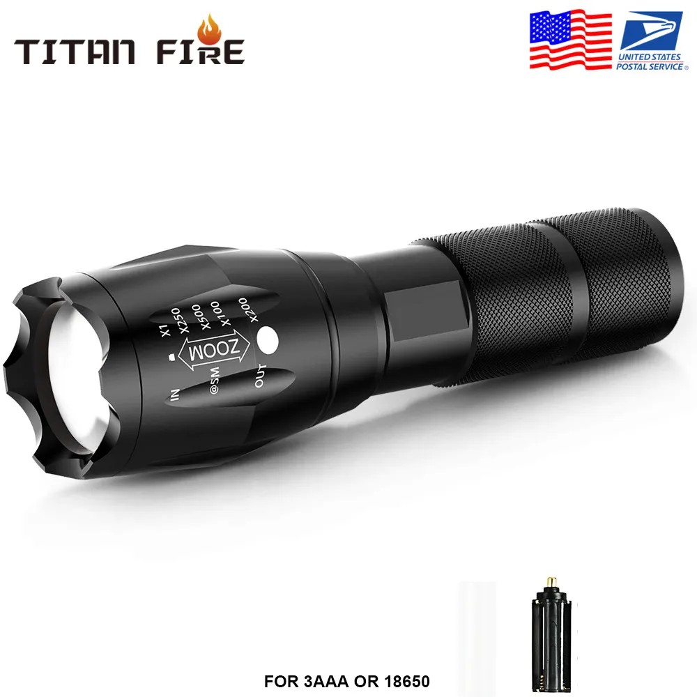 2000 Lumens XM-L T6 LED Flashlight Rechargeable Zoomable Linternas Torch Light by 18650 Lamp Hand Light
