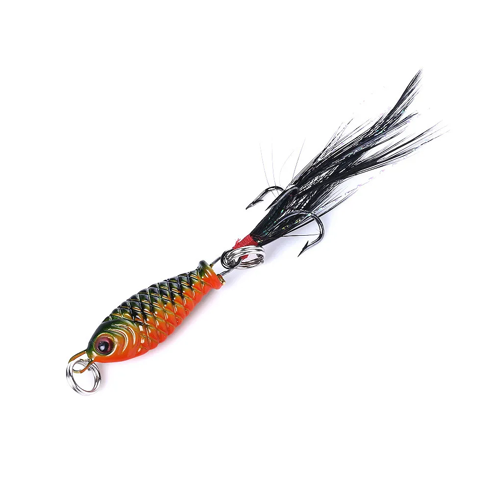 HENGJIA 100pcs/lot 2.5cm 5g 3D Eyes Mini Package Lead Fish Feather Road sub bait metal Fish bait Free shipping