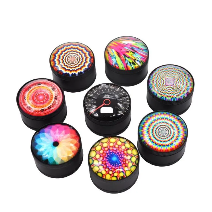 Metal Smoke Grinder Zinc Alloy Three-layer Smoke Grinder Fine 3D Pattern Printing with 50mm Diameter