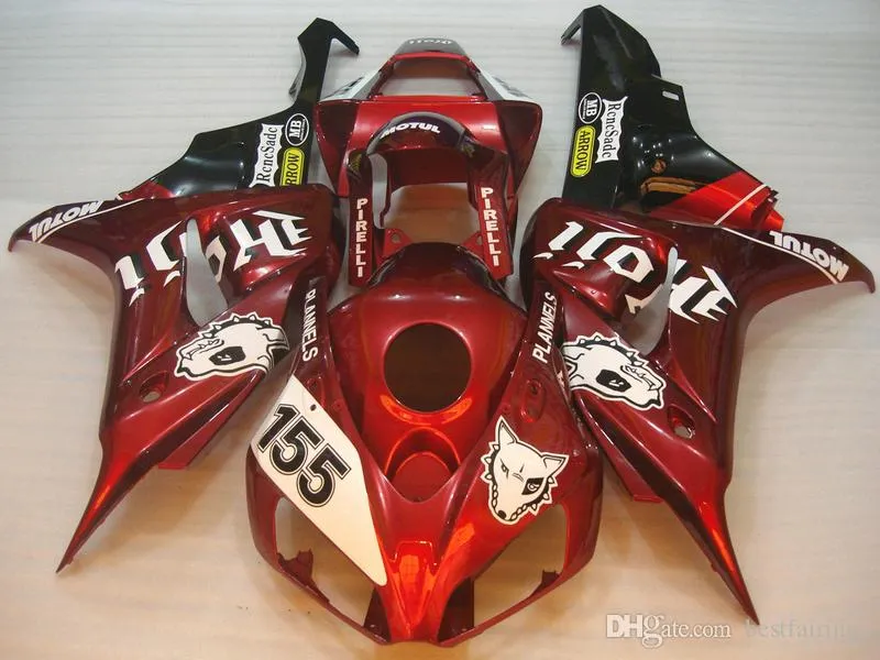 Fairings de moldagem de injeção de venda quente para Honda CBR1000RR 2006 2007 Kit de justo vermelho preto CBR 1000 RR 06 07 GS23
