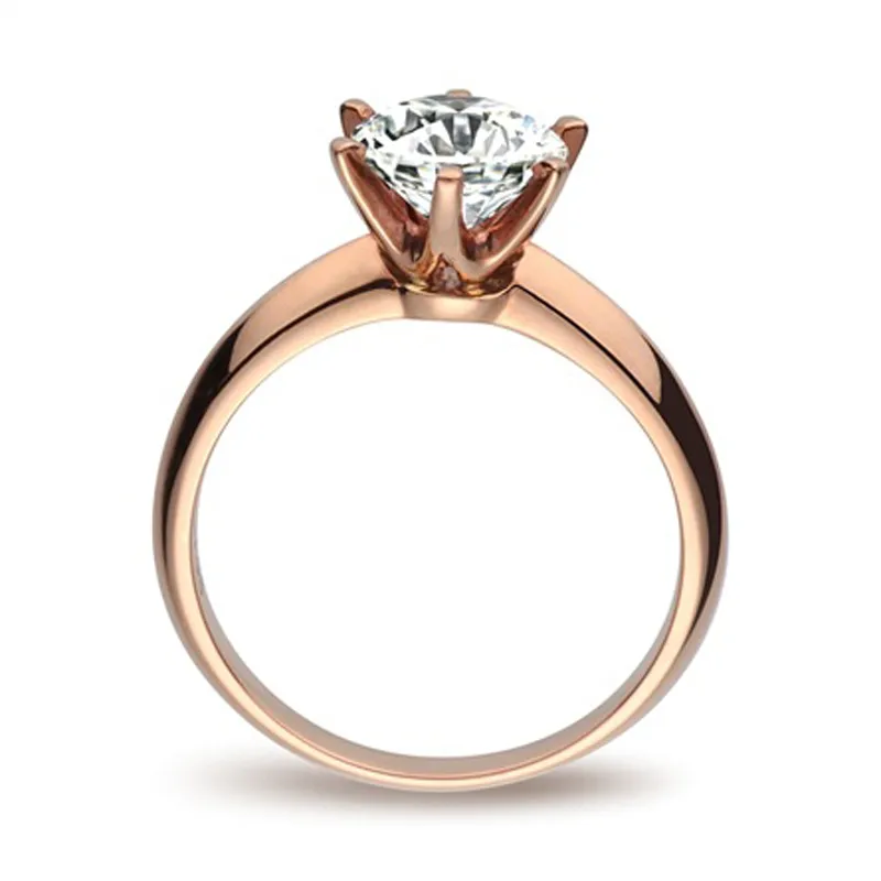 YHAMNI Classic Style Rose Gold Dazzling Crystal Ring 100% 925 Sterling Silver Fashion Zircon Rings For Women Silver 925 Jewelry YCR170