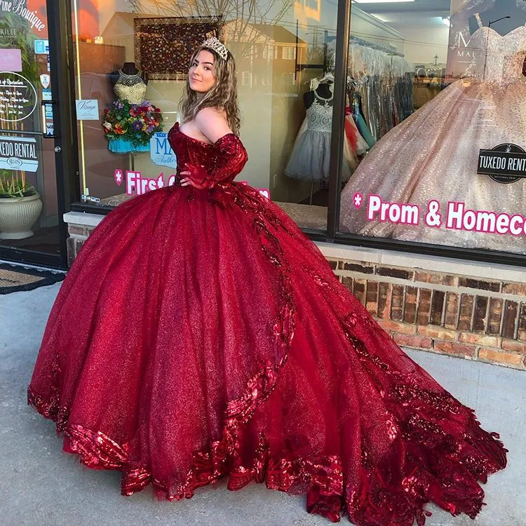 Strapless Royal Scarlet Red Quinceanera Ball Gown Dress