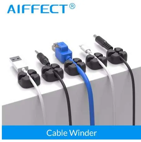 AIFFECT 12 stks Siliconen Kabelhaspel Desktop Kabel Organizer Kabel Clip Snoerbeheer Multifunctionele Kabels Houder Voor Oortelefoon