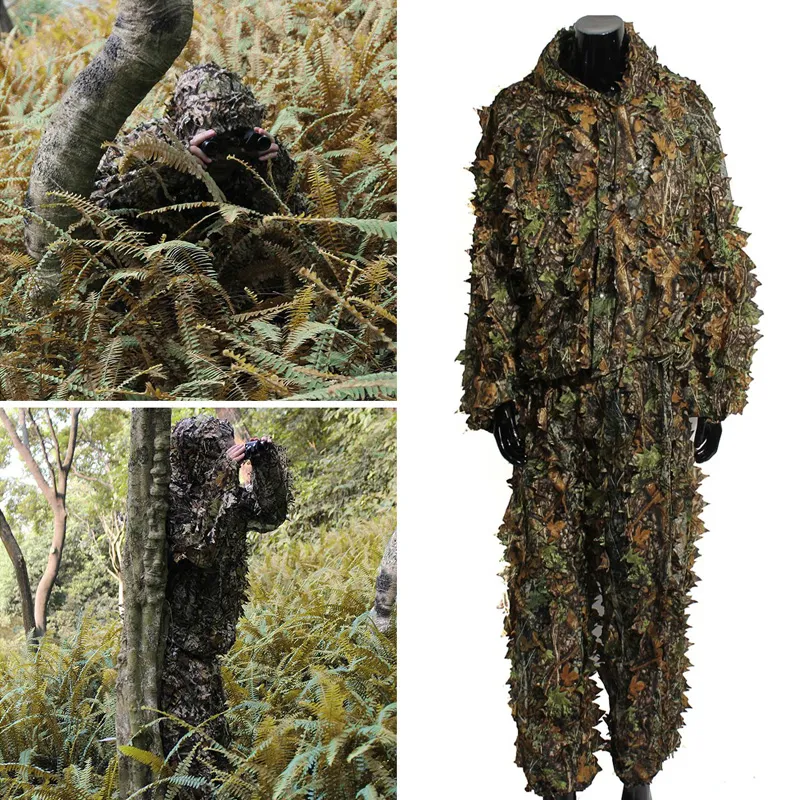 2020 Camo Suits Hunting Ghillie Suits Woodland Camouflage Clothing Army Sniper Clothes Outdoor Costume for Adults