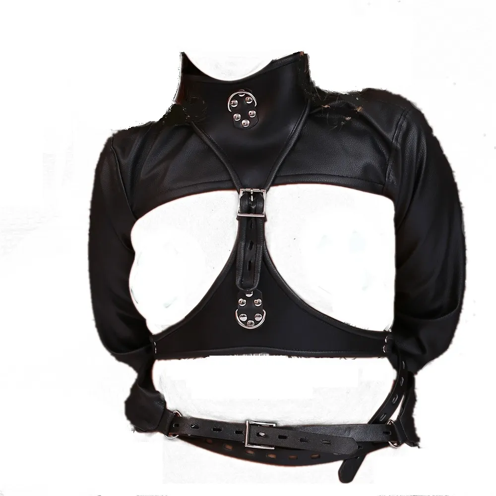 3 Size Female Sofe Pu Leather Adjustable Bound Bondage Show Breast Straitjacket Coat For Women Erotic Bandage Cosplay Adult Sex Games Toy