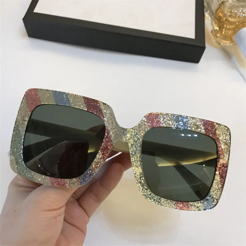 Wholesale-selling klassieke kleur vierkant frame zonnebril mode merk designer bril eenvoudige stijl topkwaliteit anti-uv 400 lens 0328