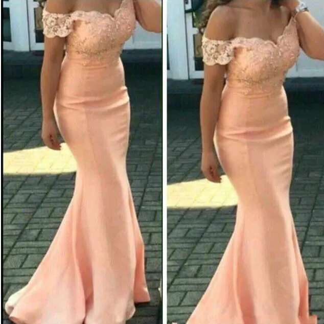 Peach mermaid hot sale bridesmaid dresses
