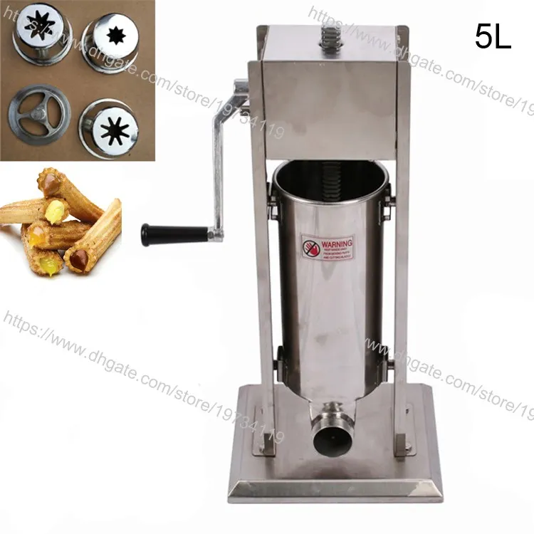 5L Manual Churro Filler Machine – Stainless Steel Donut Cream Filler With 4 Pipes For Kitchen Or Bakery
