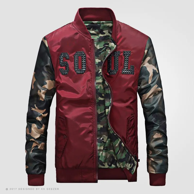 Män Spring Jacket Bomber Coat Höstljusjacka Bomber Slim Hip Hop Camp Toppkvalitet Vindbrytare Outwear Black Army Red
