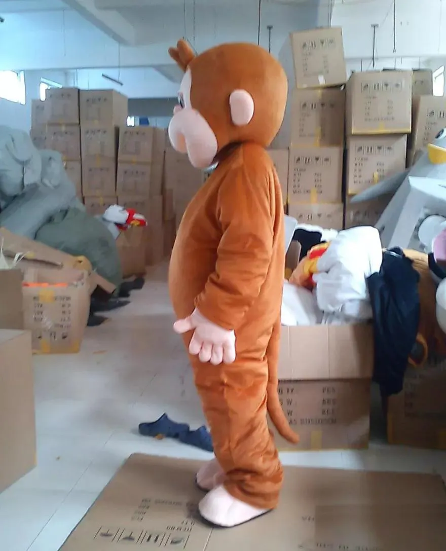 2019 desconto de fábrica fantasias de mascote Curious George Monkey disfarce de desenho animado traje de festa de Halloween tamanho adulto 312g