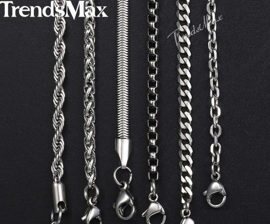 7 pièces/ensemble chaînes en acier inoxydable colliers pour hommes femmes argent or noir livraison directe bijoux 2018 hommes collier 24 pouces KKNN1A