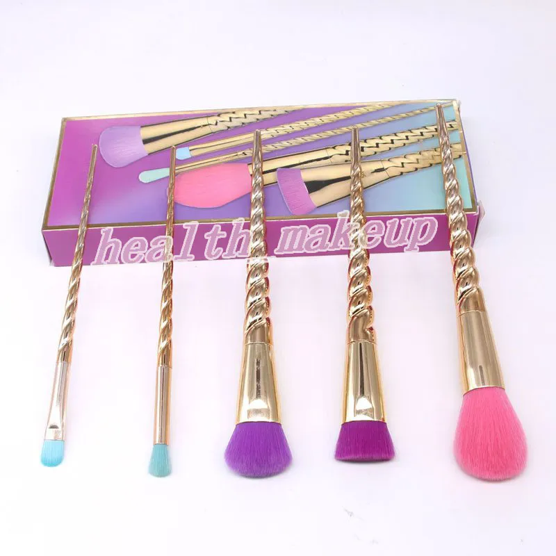 Makeup brushes sets cosmetics brush bright colors Rose Gold Spiral shank make up brush tools Powder Contour brushes 