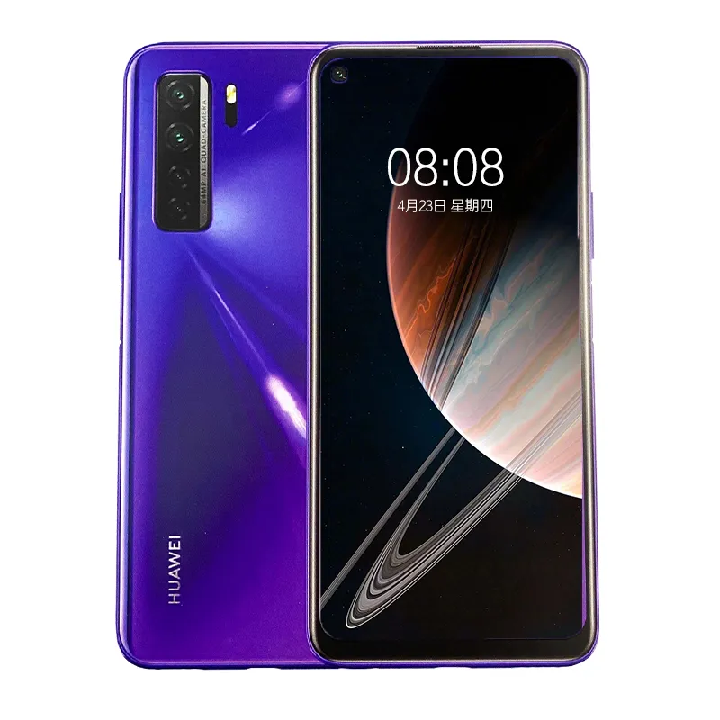 Téléphone portable d'origine Huawei Nova 7 SE 5G 8 Go de RAM 128 Go 256 Go ROM Kirin 820 Octa Core Android 6.5 "Plein écran 64MP AI AR OTG 4000mAh ID d'empreinte digitale visage téléphone portable intelligent