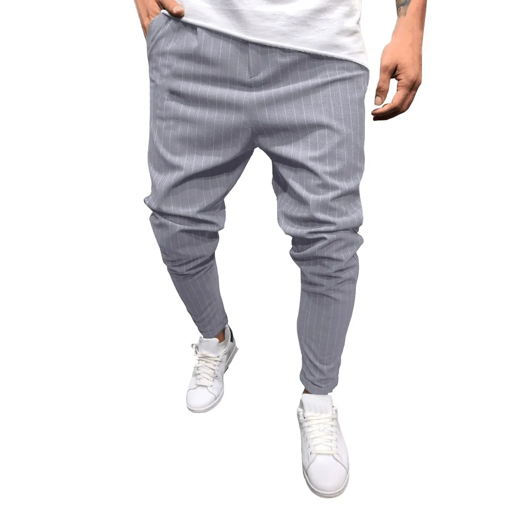 Pantaloni Moda Uomo Casual Solido Sciolto Tasca a righe Pantaloni sportivi Jogger Grigio Blu Navy Pantaloni casual M-XXXL Goccia