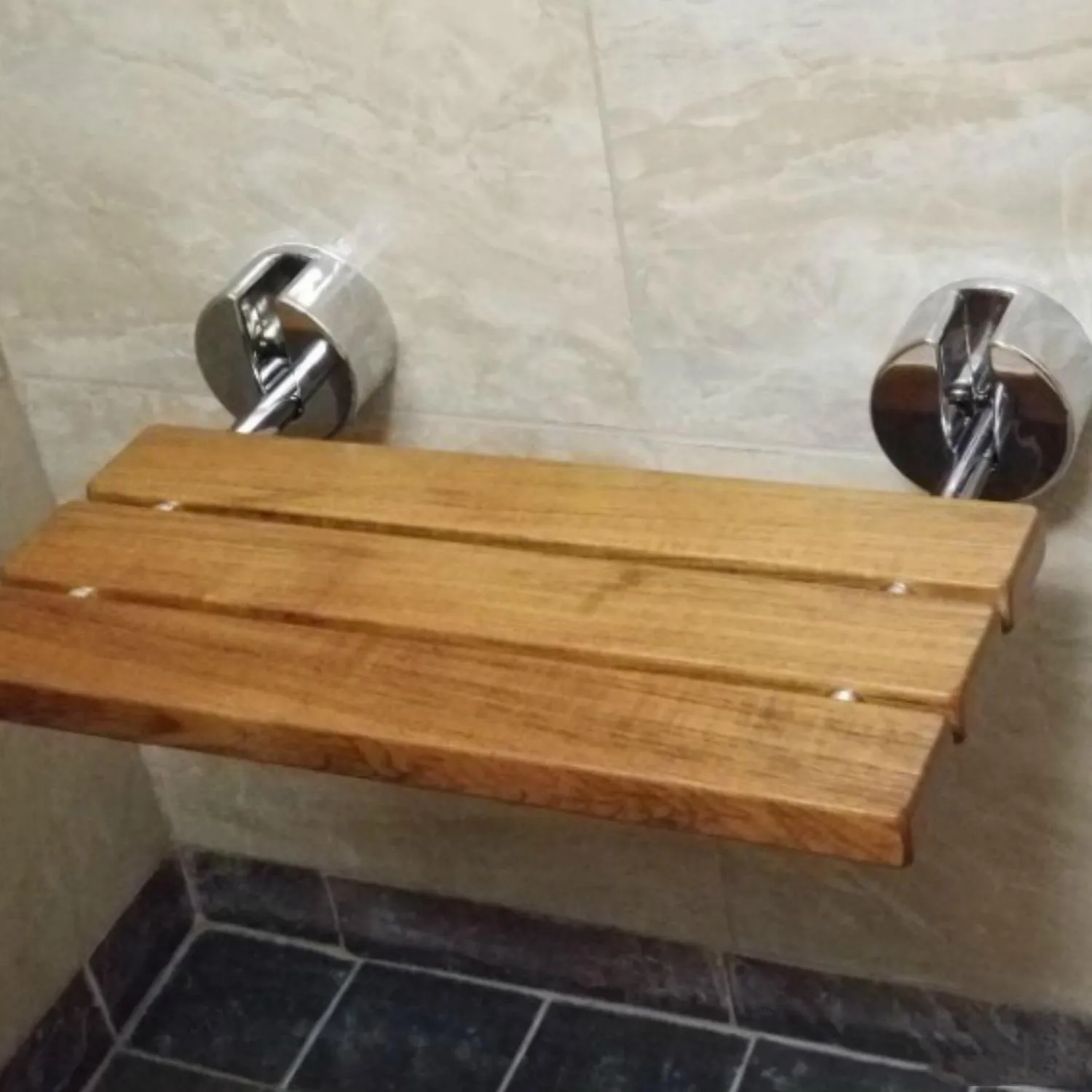 20" Modern Solid Teak Wood Folding Shower Seat Toilet Supplies