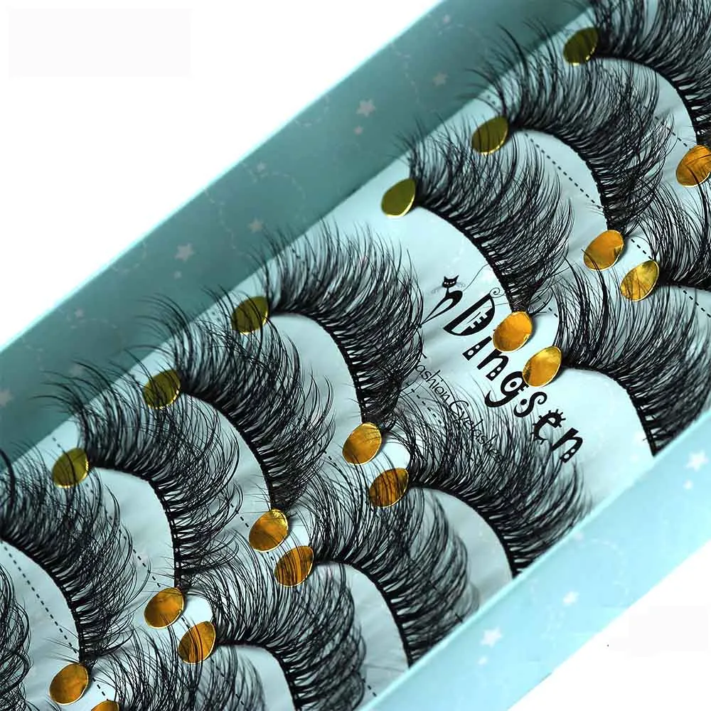 10 Pairs Faux Mink Lashes 3D Natural  Fluffy Wispy False Eyelashes Extension Handmade Eye Lashes Full Strip Eyelash