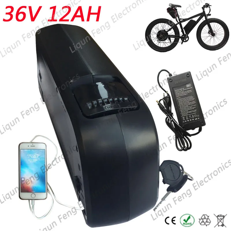 EE. UU. UE Sin impuestos 36V 12AH 500W Batería de scooter de bicicleta eléctrica 36V con puerto USB, cargador de 42V 2A, paquete de batería de bicicleta de litio BMS 36v 36V.