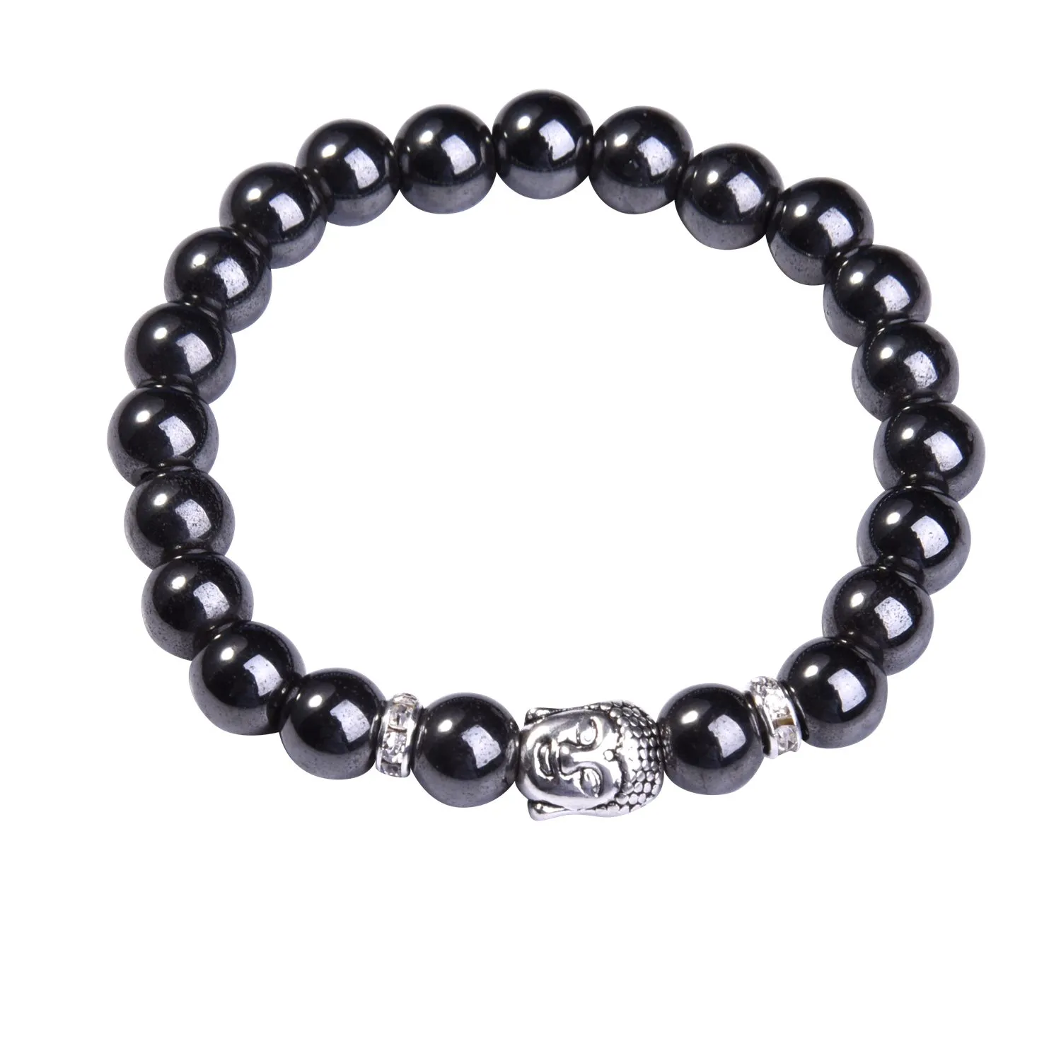 Pulsera de piedras preciosas con cabeza de Buda, pulsera de personalidad simple de piedra natural para hombres y mujeres