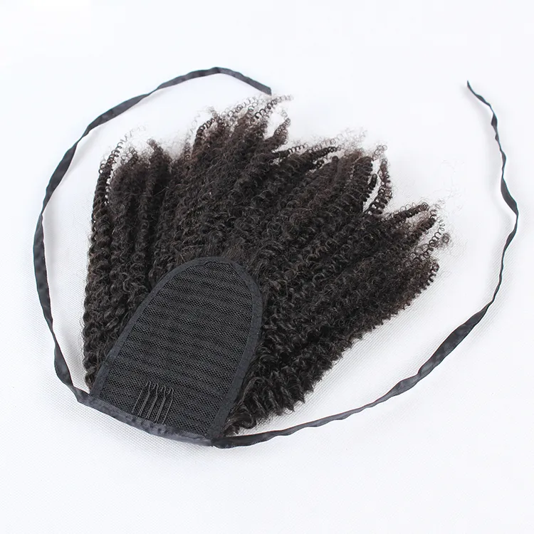 VMAE Brazilian 120g Natural Black Body Wave Kinky Curly Straight Clip In Drawstring Ponytail Virgin Human Hair Extensions