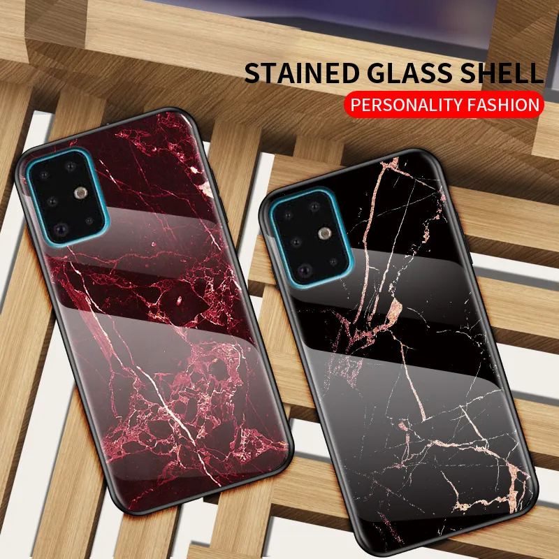 Slanke Marmer Telefoon Gevallen Gehard Glas Cover Voor Samsung Galaxy S20 Ultra S10 S21 Note 10 Plus A72 A52 5G S20FE Note20 S22 S23